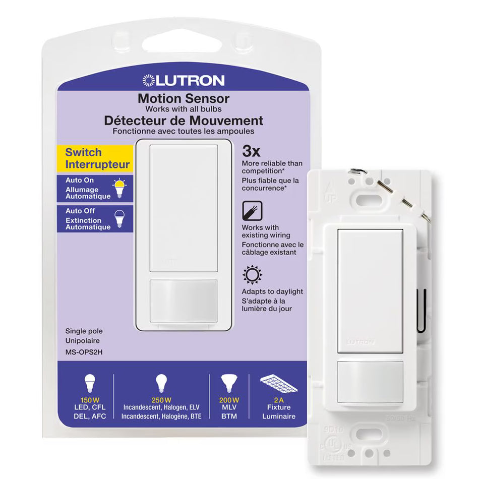 Lutron Maestro Motion Sensor Switch - 2A Single Pole (Retail Pack) | MS-OPS2H-XX-C