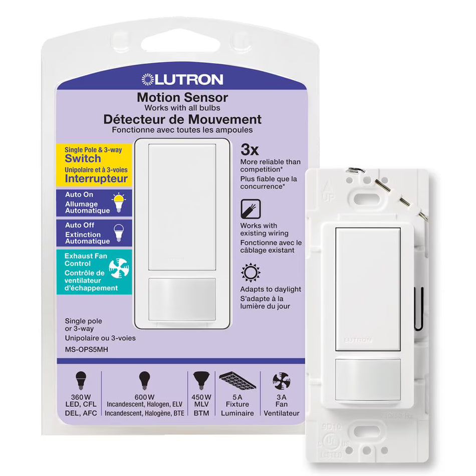 Lutron Maestro Motion Sensor Switch - 5A Residential (Retail Pack) | MS-OPS5MH-XX-C