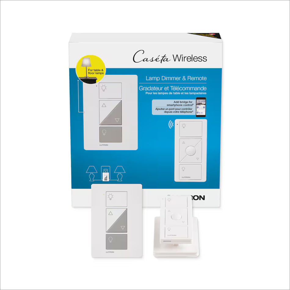 Lutron Caséta Lamp Dimmer Kit - No Hub Required | P-PKG1P-WH-C