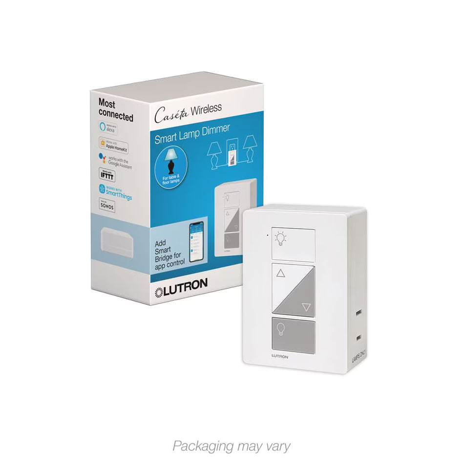 Lutron Caséta Plug-In Lamp Dimmer - 2-Prong Smart Plug (White) | PD-3PCL-WH-C