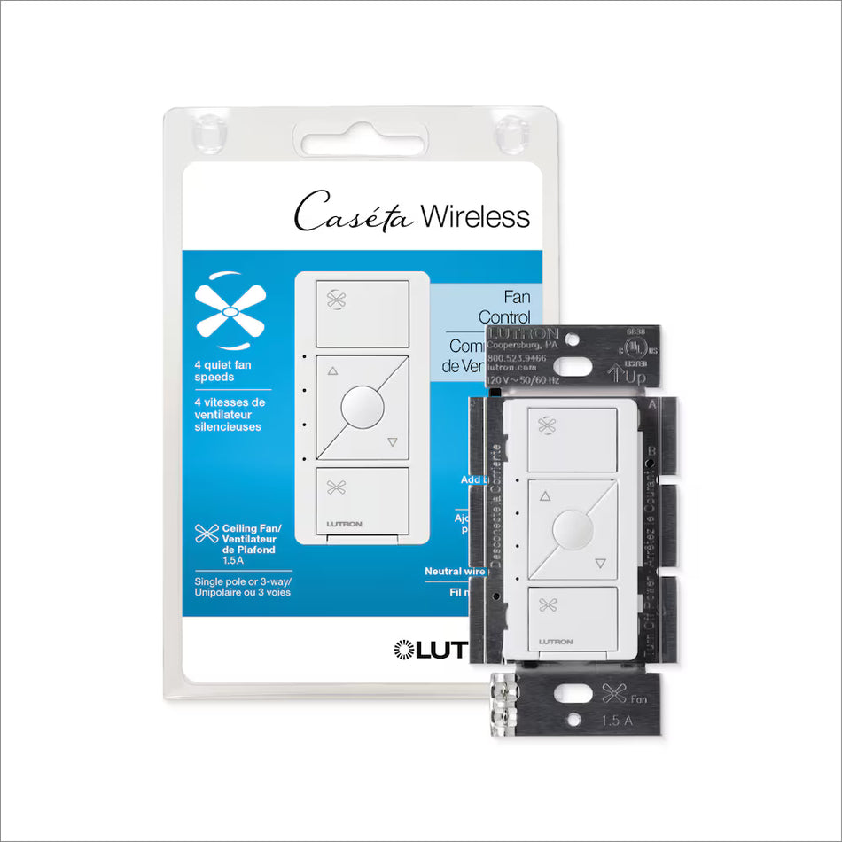 Lutron Caséta Smart Fan Control - 4-Speed Quiet (White) | PD-FSQN