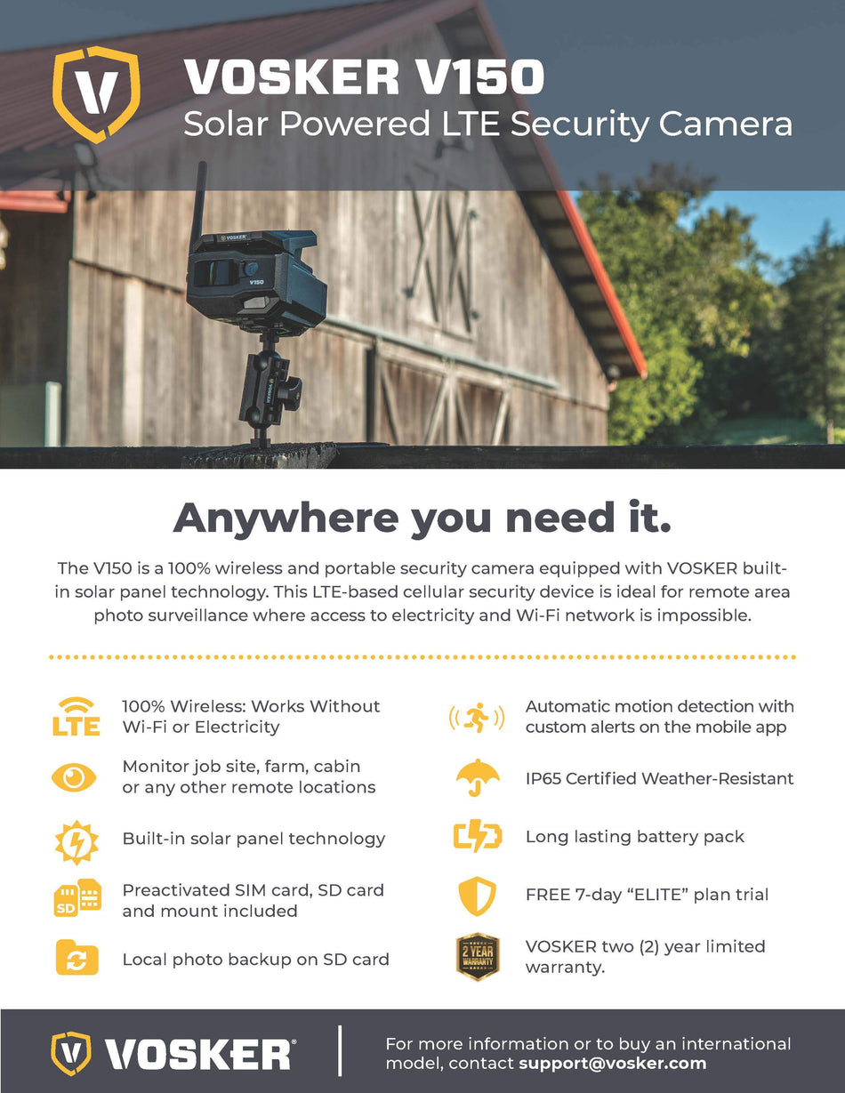 Solar powered LTE security camera monitoring equipment at a remote construction site.